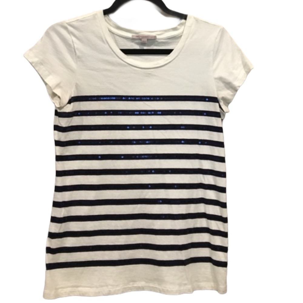 GAP size M Tshirt with Navy Stripes & Sequins